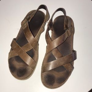 Brown leather Chacos